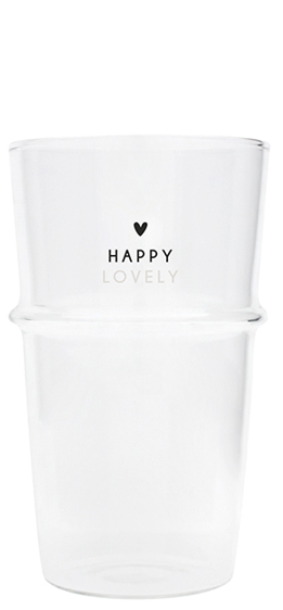 Latte Macchiato Glas "Happy Lovely" (schwarz/grau)
