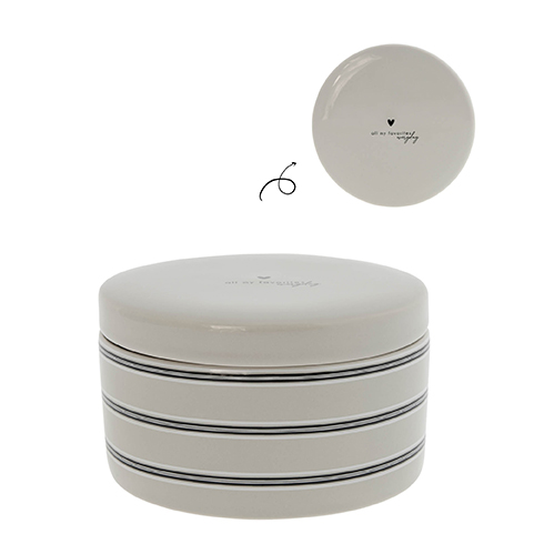 2er Set Dosen mit Deckel (Streifen) beige/schwarz
