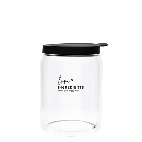 Vorratsglas mit Deckel "love - ingredients" (groß) (schwarz)