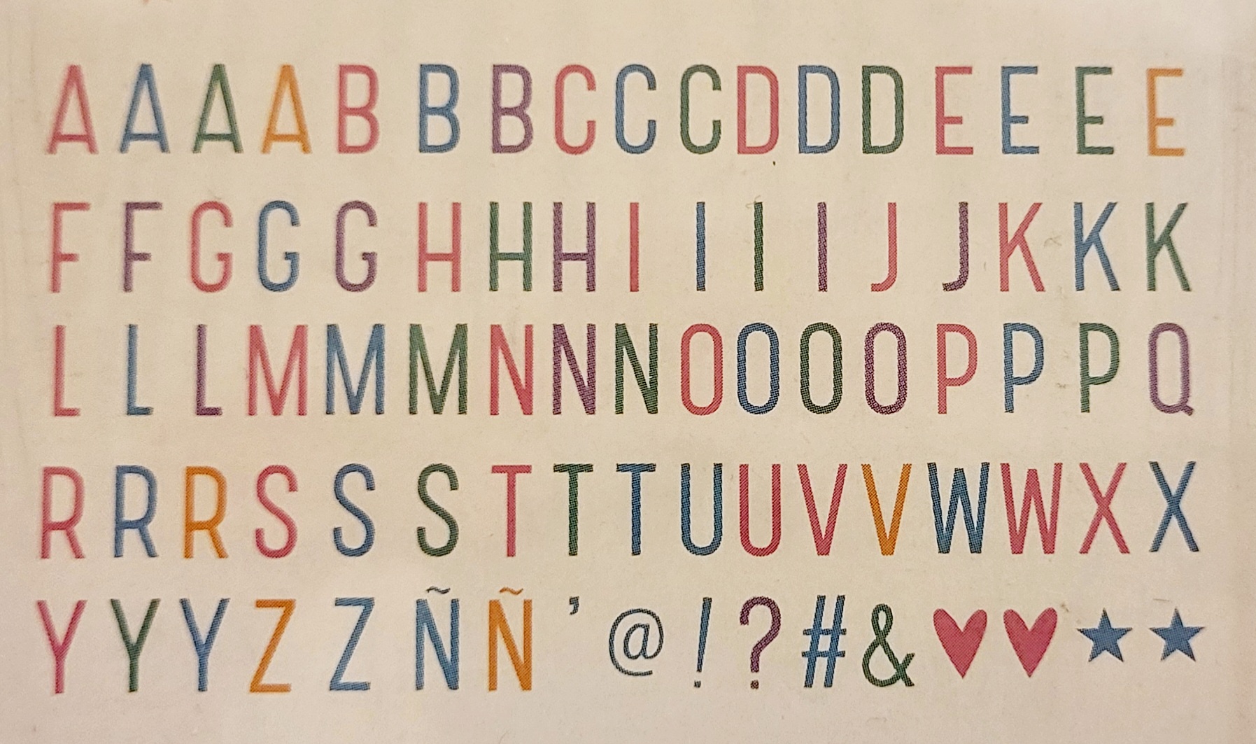 Set für Lightbox "Buchstaben pastellfarben"