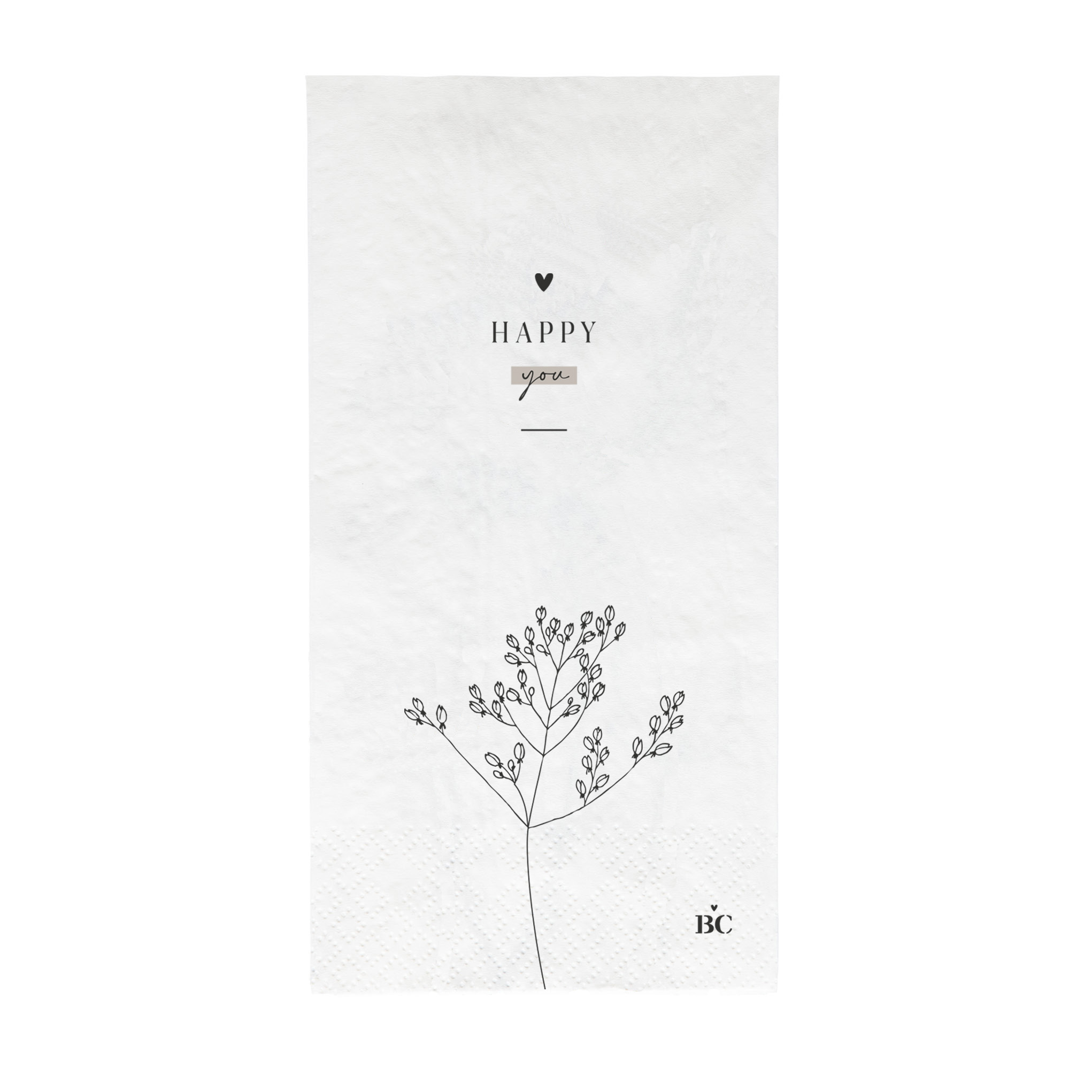 Papierservietten "Zweig - Happy you" (länglich) (schwarz)