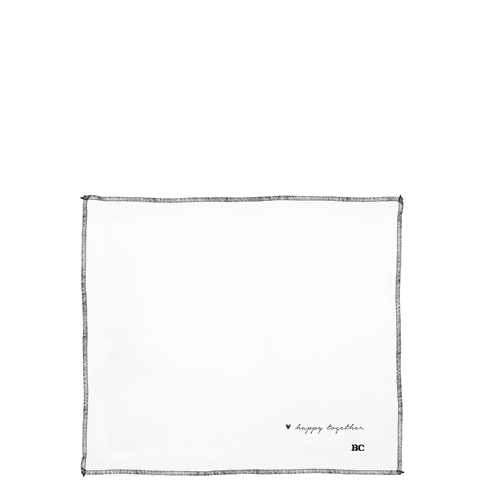 Stoffserviette "Happy together" (50 x 50cm) (weiß/schwarz)