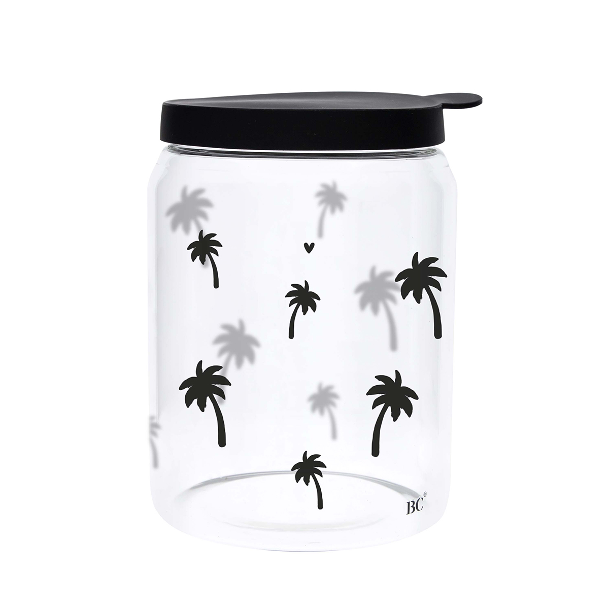 Vorratsglas mit Deckel "Palmen" (groß) (schwarz)
