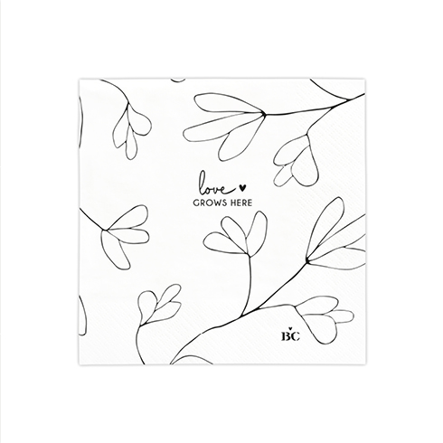 Papierservietten "Blüten-love grows here" (klein) (20 Stück)