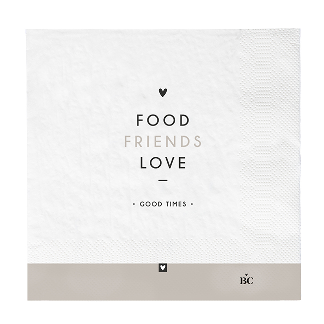 Papierservietten "Food Friends Love" (20 Stück)