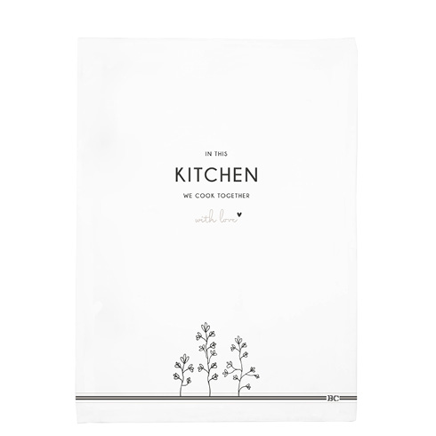 Geschirrtuch "In this Kitchen we cook together with Love" (50 x 70cm) (weiß)