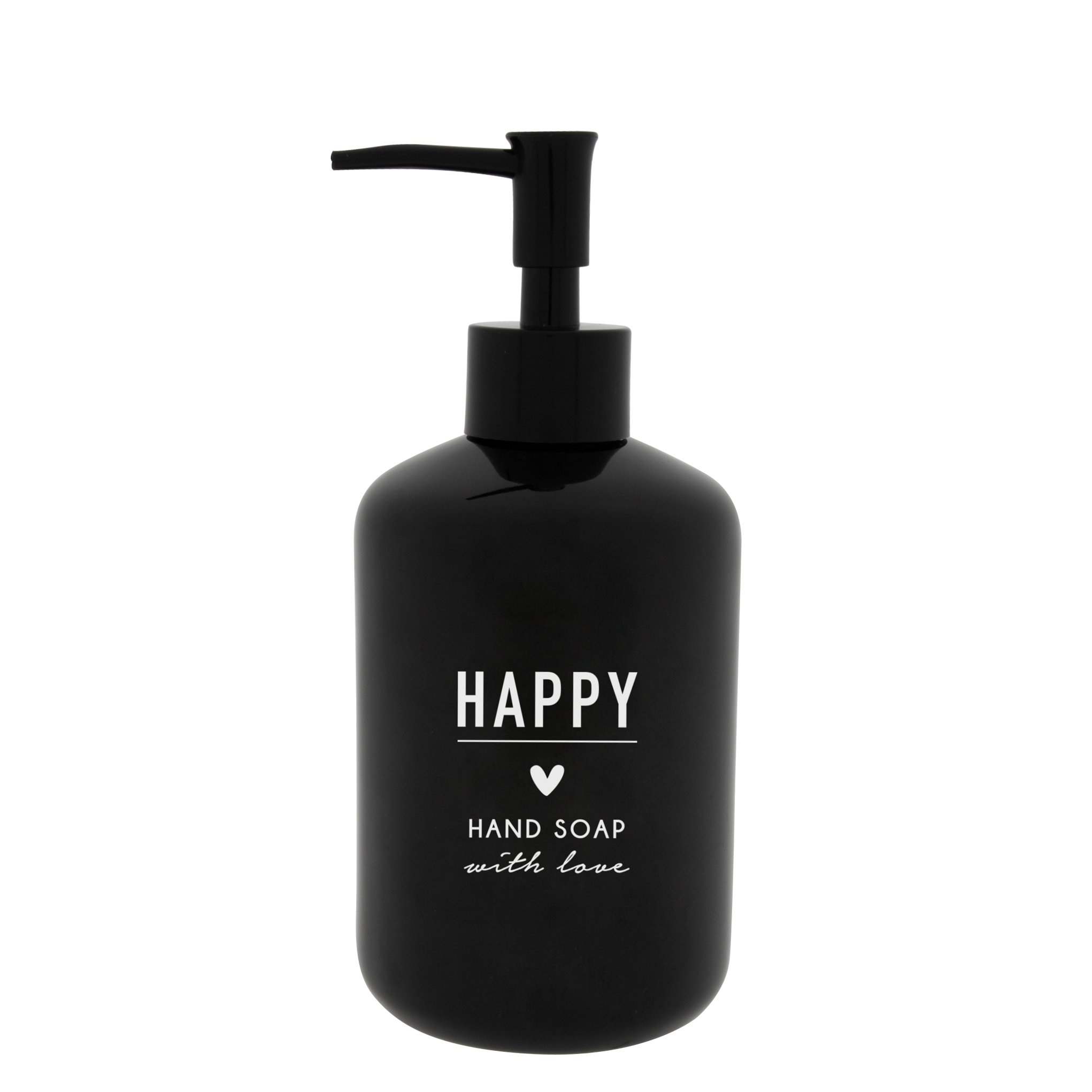 Seifenspender "happy - hand soap" (schwarz/weiß)