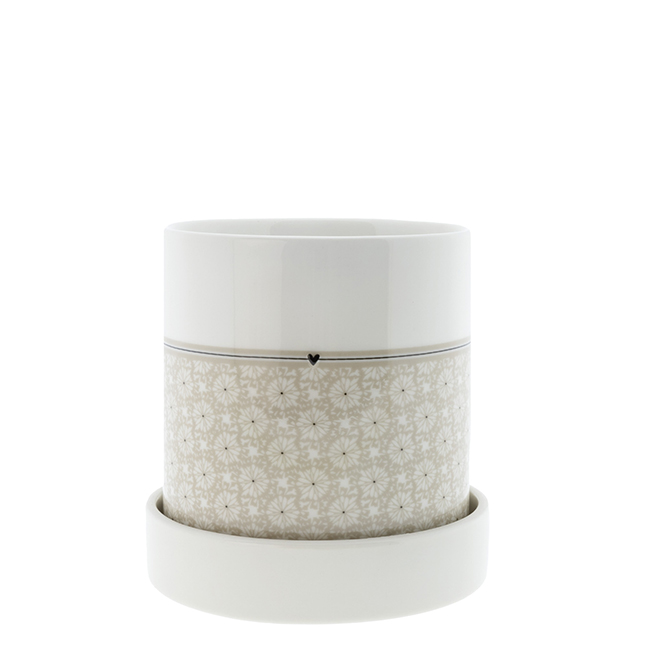 Blumentopf "Blumen" (klein) (beige)