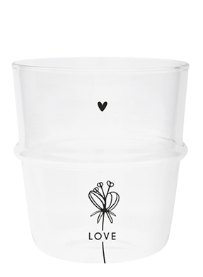 Wasserglas "Blume-Love" (schwarz)