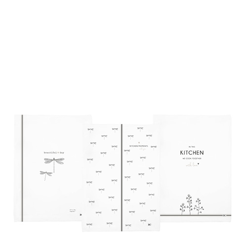 Geschirrtuch "kleine Libellen-Kitchen moments with you" (50 x 70cm) (weiß)