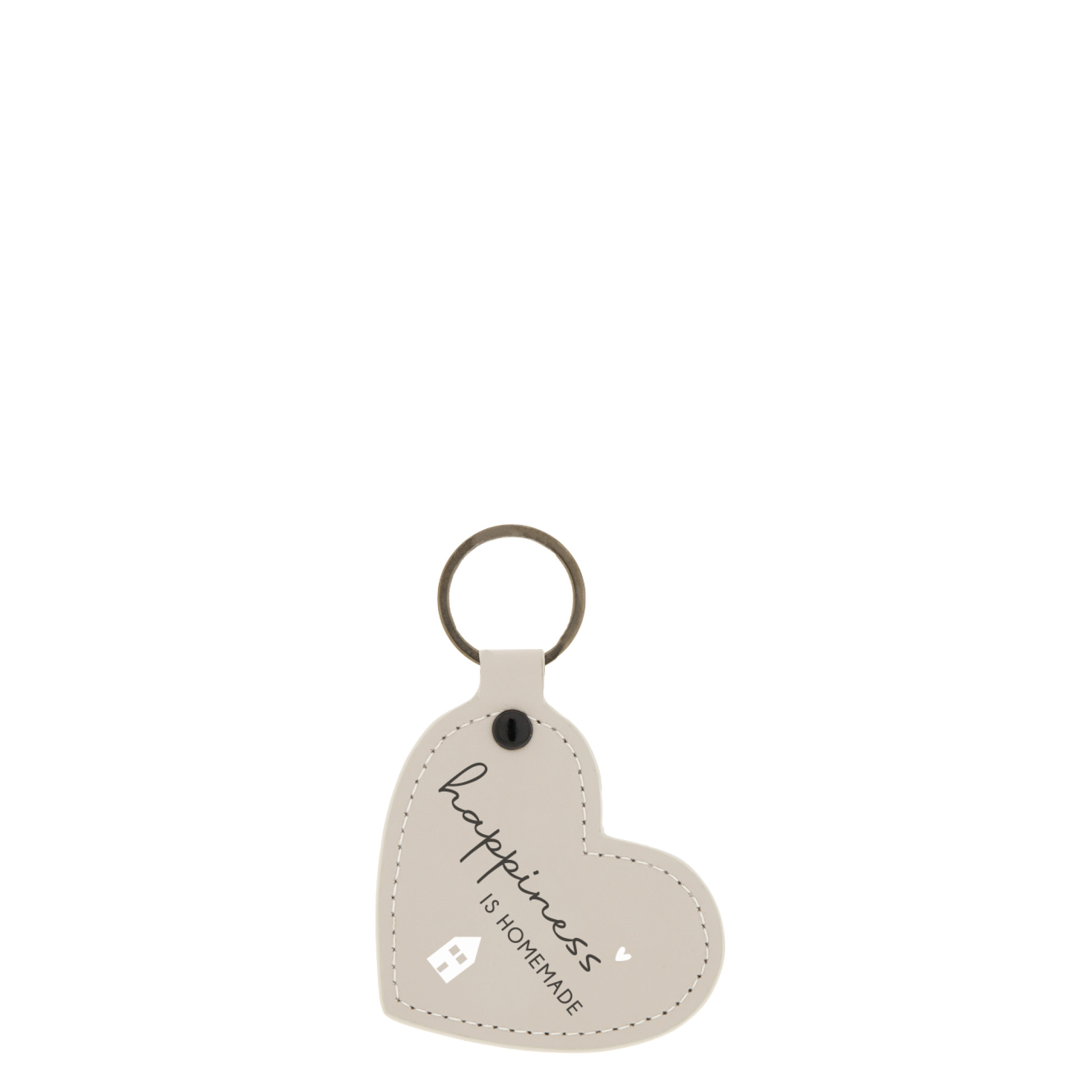 Schlüsselanhänger Herz "Happiness is homemade" (beige)