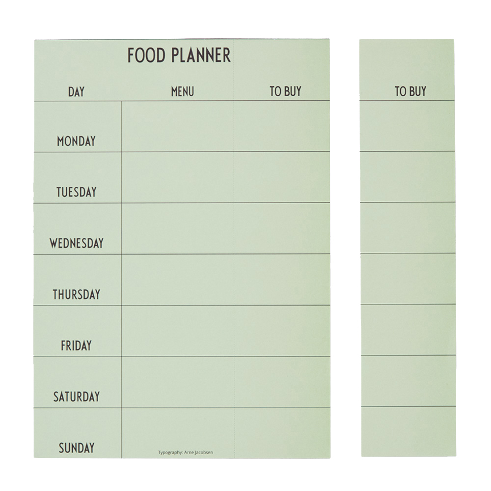 Essensplaner mit Einkaufsliste (52 Blatt) grün