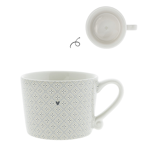 kleine Tasse "Mosaikmuster" (schwarz / beige)