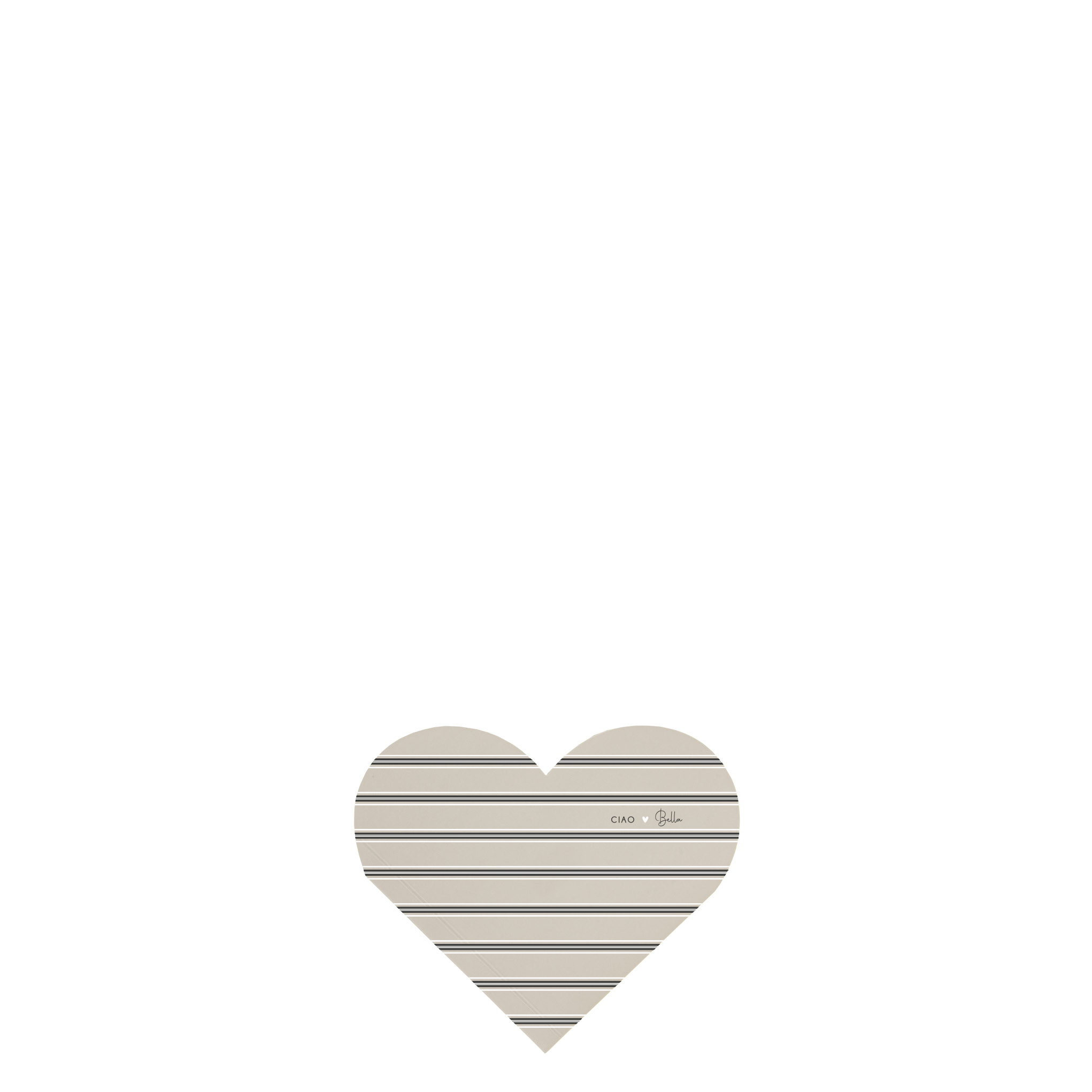 Notizen Herz "Streifen-Ciao Bella" (beige/schwarz)