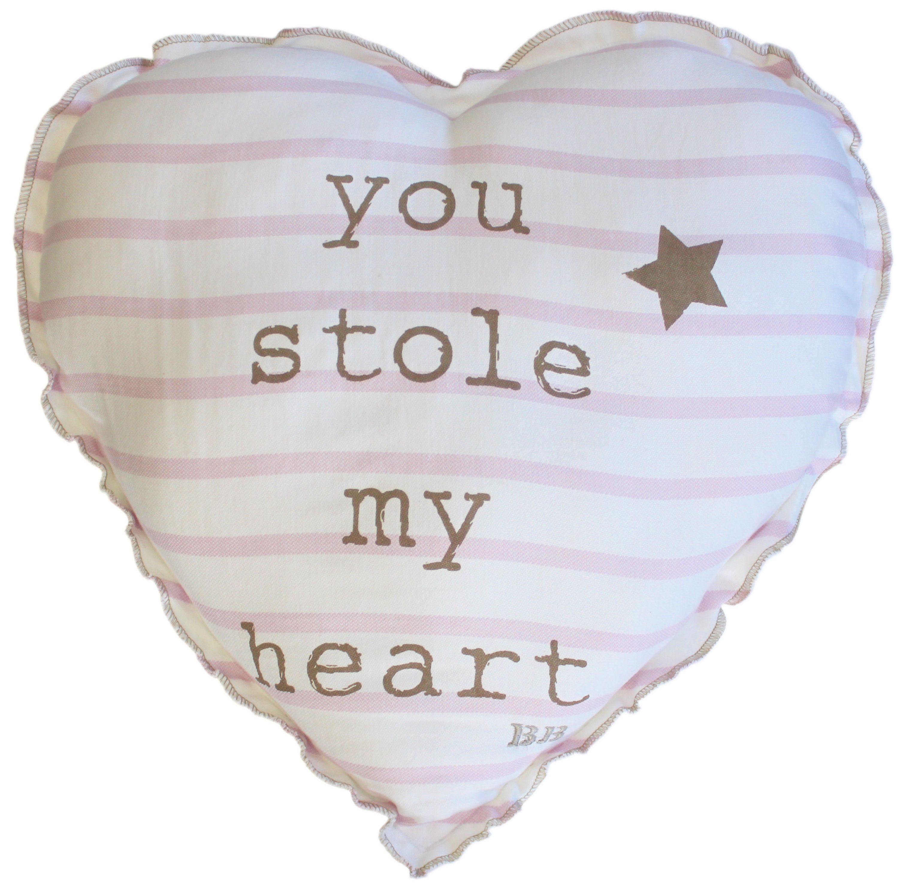Kissen Herz "you stole my heart" rosa/weiß