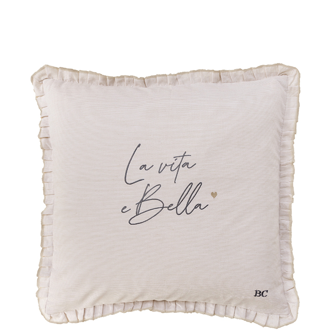 Kissenhülle "La vita e Bella" (50 x 50 cm) (beige)