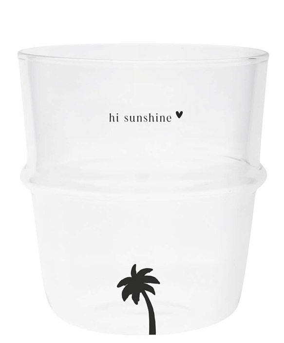 Wasserglas "Palme - hi sunshine" (schwarz)