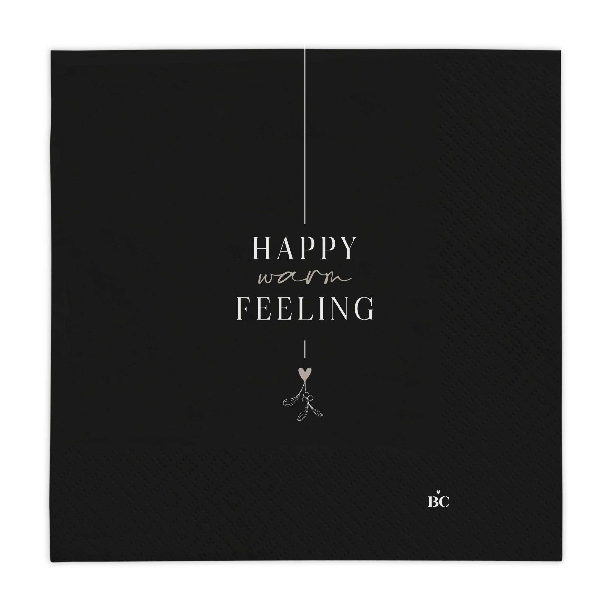 Papierservietten "Happy warm feeling" (groß) (schwarz)