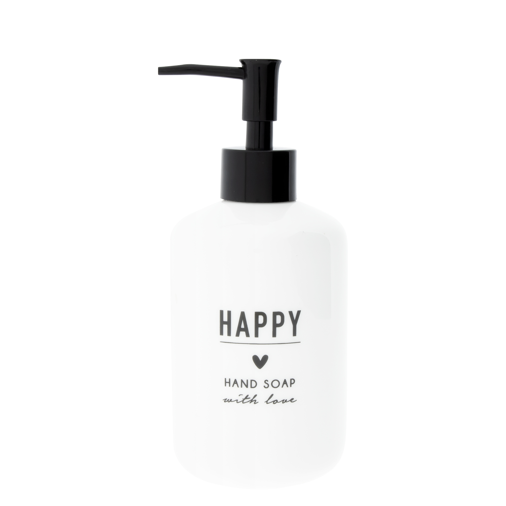 Seifenspender ""happy - hand soap"" (weiß/schwarz)