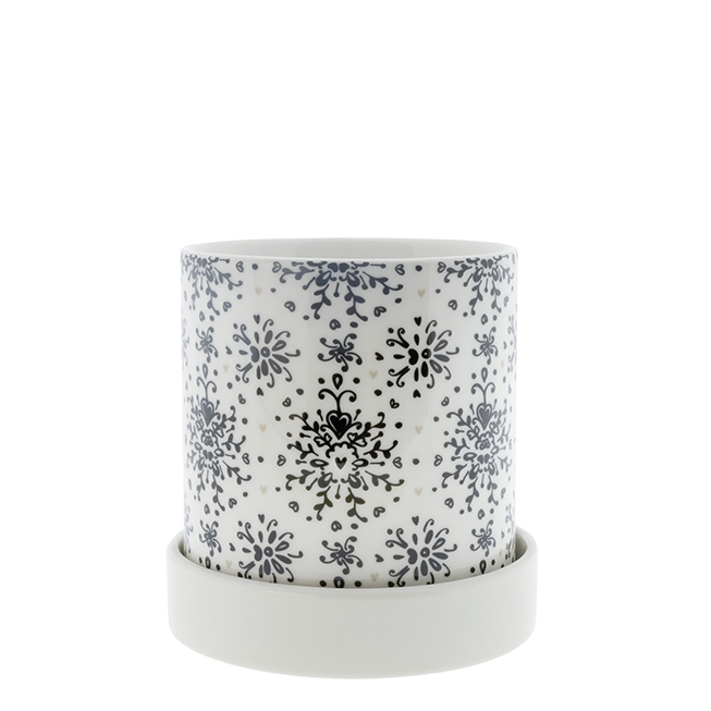 Blumentopf "Barock Blumenmuster" (klein) (beige)