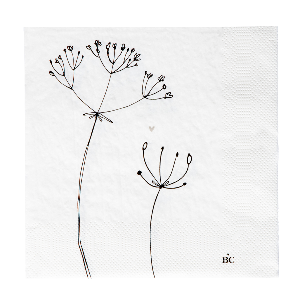 Papierservietten "Blume" - 20 St (beige / schwarz)