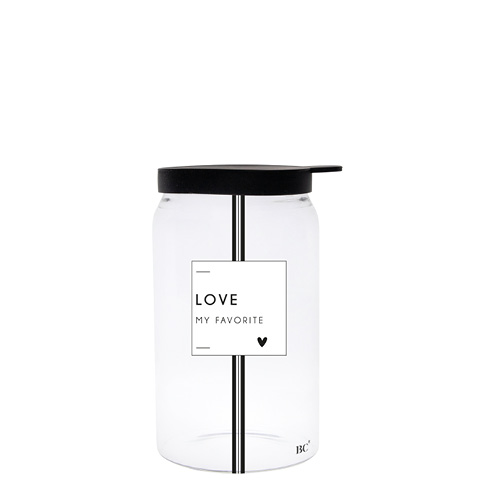 Vorratsglas mit Deckel "Love my favorite" (sehr klein) (schwarz)