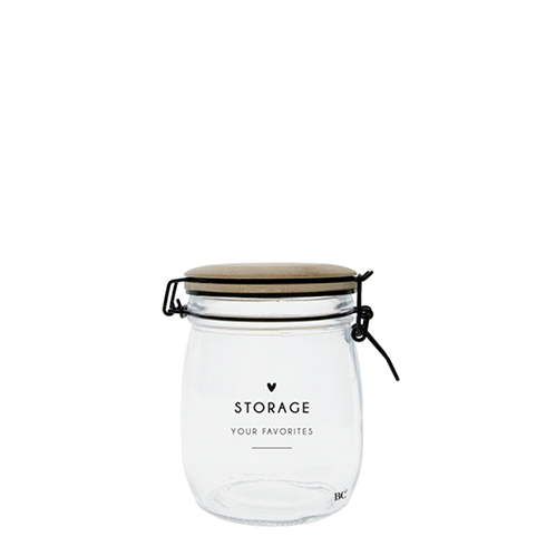 Vorratsglas mit Verschluss "Storage your favorites" (schwarz) (klein)