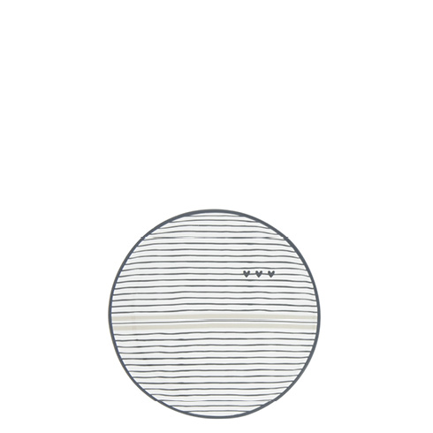 Miniteller "Streifen mit 3 Herzen" (9 cm) (schwarz)