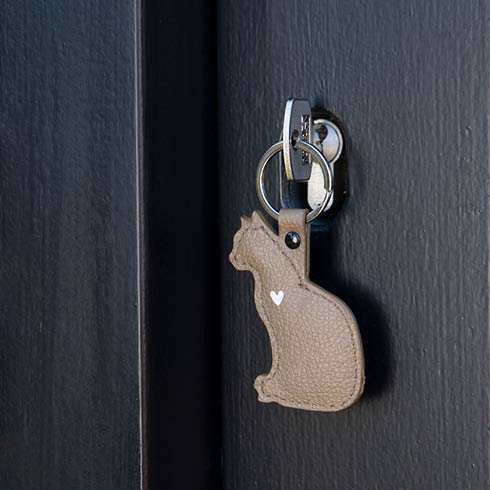 Schlüsselanhänger Katze "Herz" (beige)