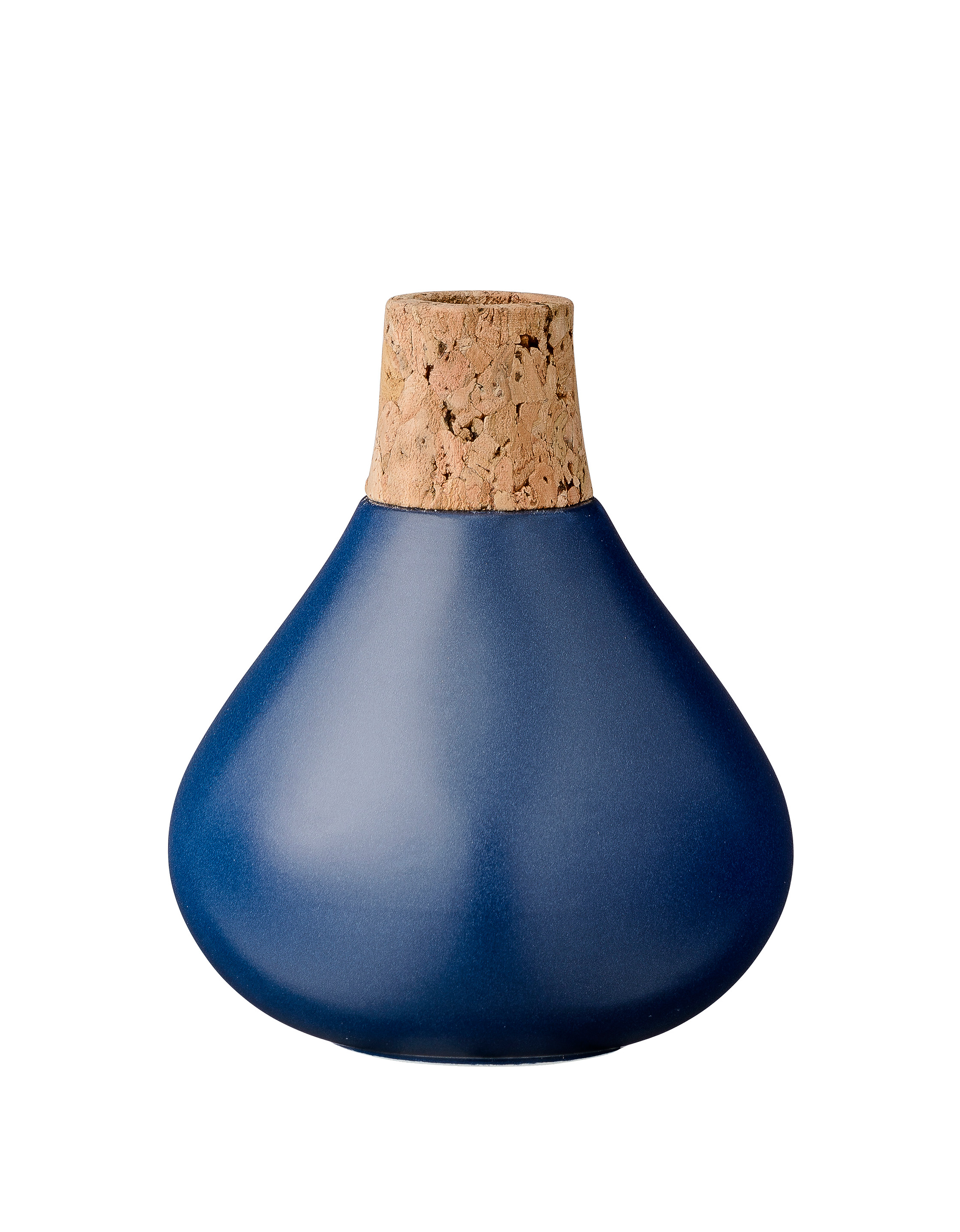 dunkelblaue Vase mit Kork klein