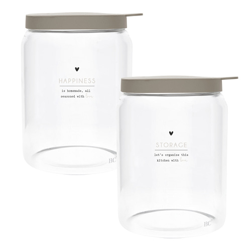 Vorratsglas mit Deckel "Storage-let's organize this kitchen with love" (beige)
