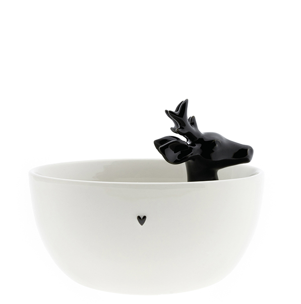 Schüssel mit kleinem Hirsch (weiß/schwarz)