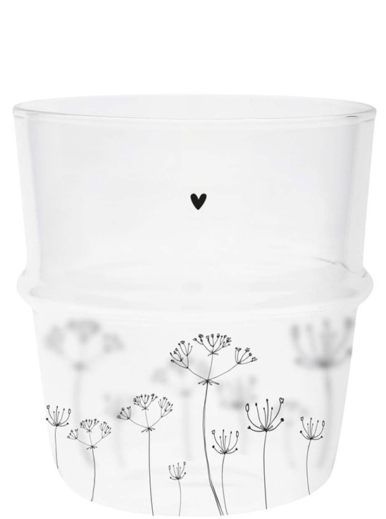 Wasserglas "Blumen" (schwarz)