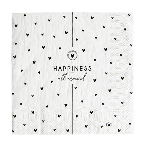 Papierservietten "Herzen/happiness" (20 Stück)