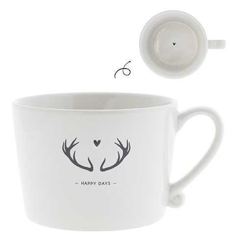 Tasse "Geweih - Happy days" (schwarz)