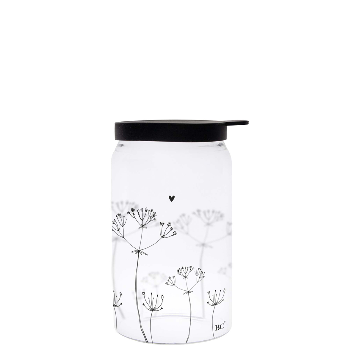 Vorratsglas mit Deckel "Blumen" (sehr klein) (schwarz)