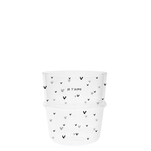 Wasserglas "kleine Herzen - Je t´aime"(schwarz)