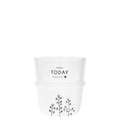 Wasserglas "Blüten-make today magical" (schwarz)