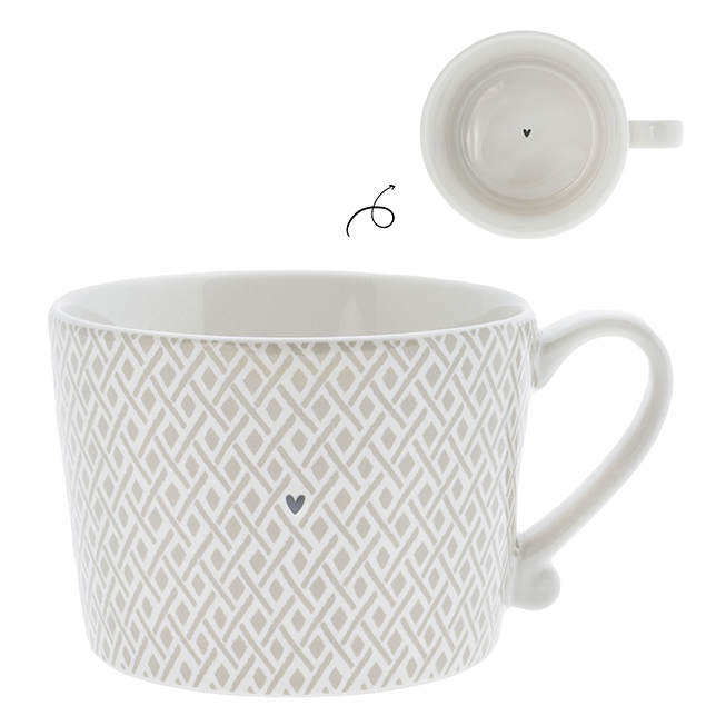 Bastion Collections (BC) - Tasse "Rautenmuster - Herz" (beige) - RJ/CUP 112 BT