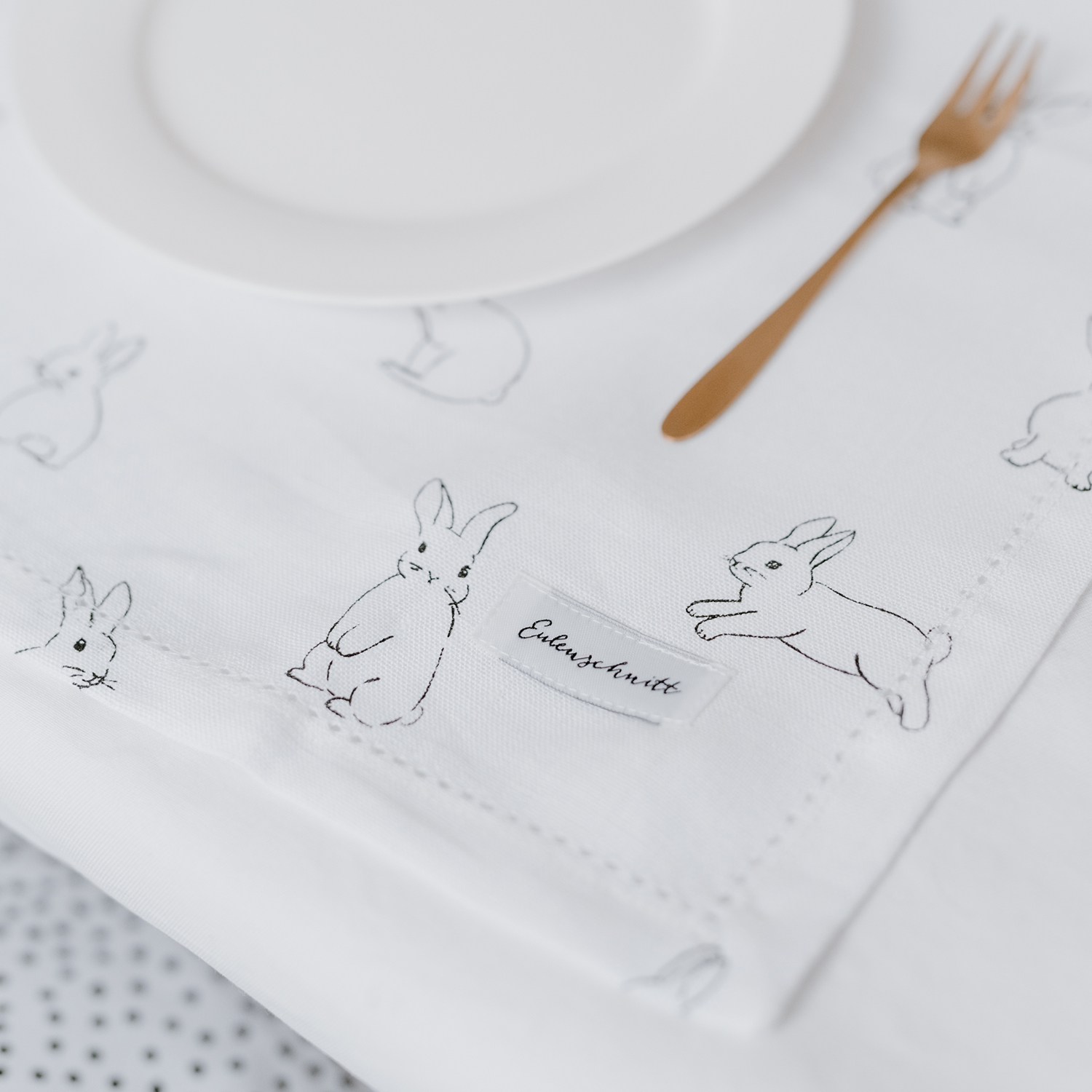 Leinen Servietten Kaninchen im 4er Set (weiß)
